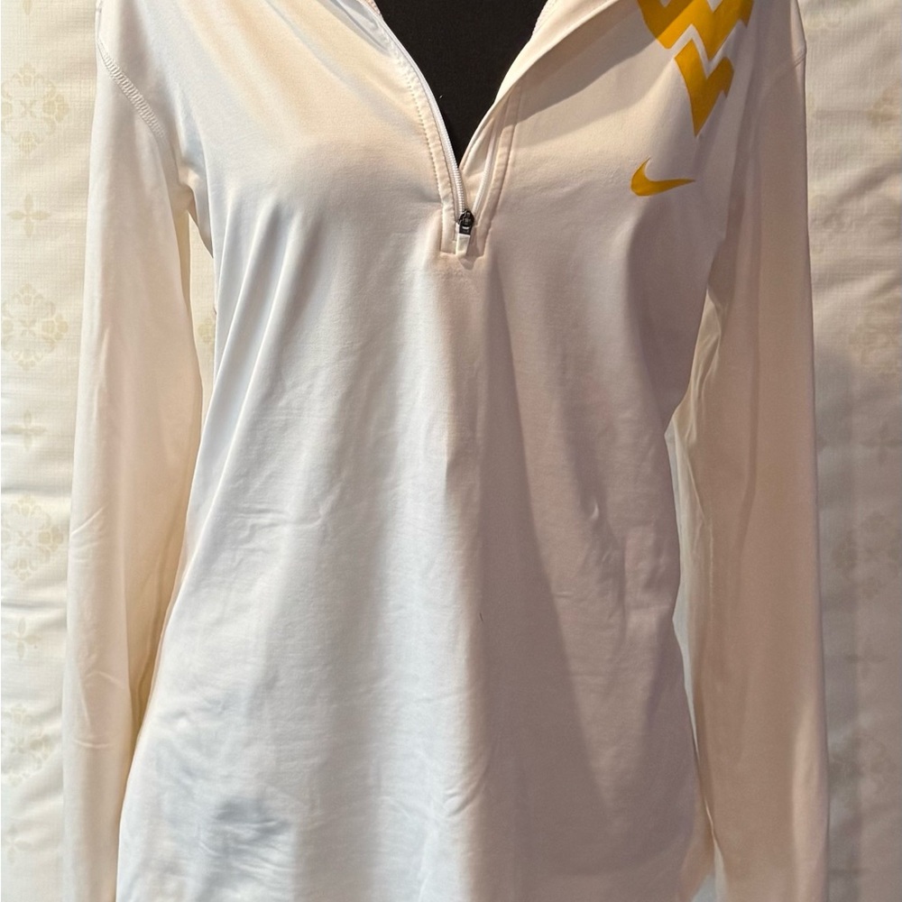 Nike White Gold Relaxed Long Sleeve Polo Tee